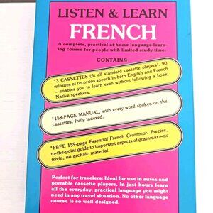 Listen & Learn French +3 Cassettes, Manual at Home Language Learning Made USA